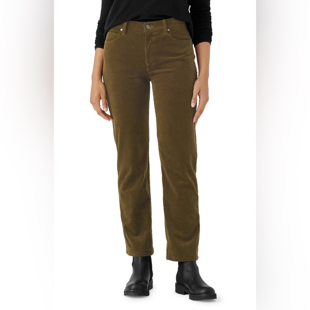 Eileen Fisher High-rise Cropped Corduroy Pants In Serpentine